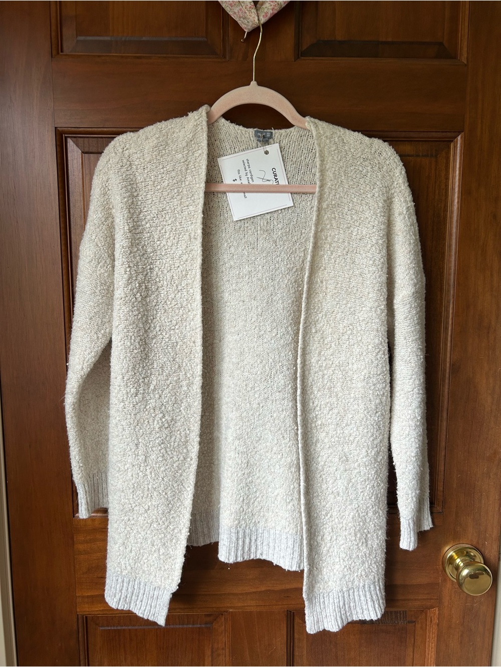 aerie Cream Bouclé Open-Front Cardigan